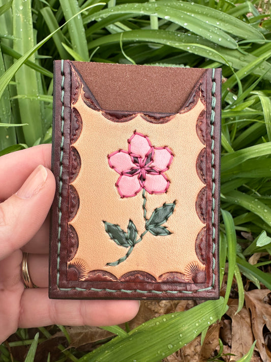 Embroidered Flower Card Holder